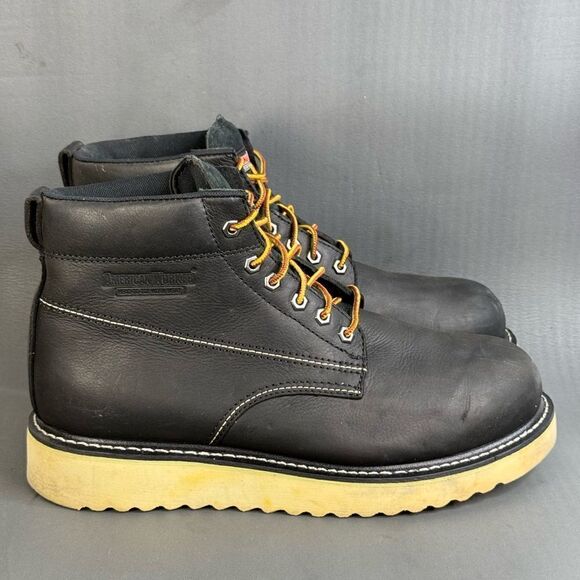 American Worker Head-To-Toe Work  Black Leather Work Boots men’s size 13 - Picture 1 of 9